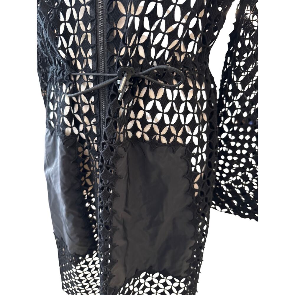 Elie Tahari Black Sheer Crochet Lace Front Belted Swim Cover up Dress Small - Picture 4 of 6